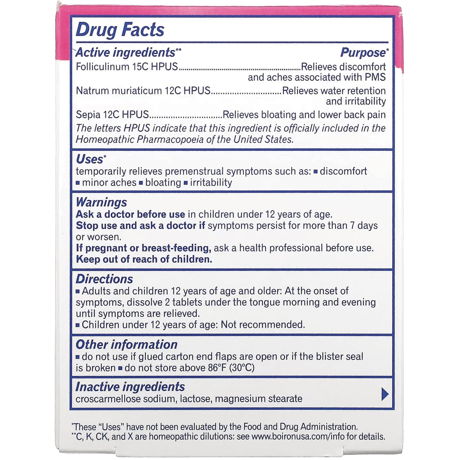 BRN025 | back panel showing Drug Facts with active and inactive ingredients, warnings and directions