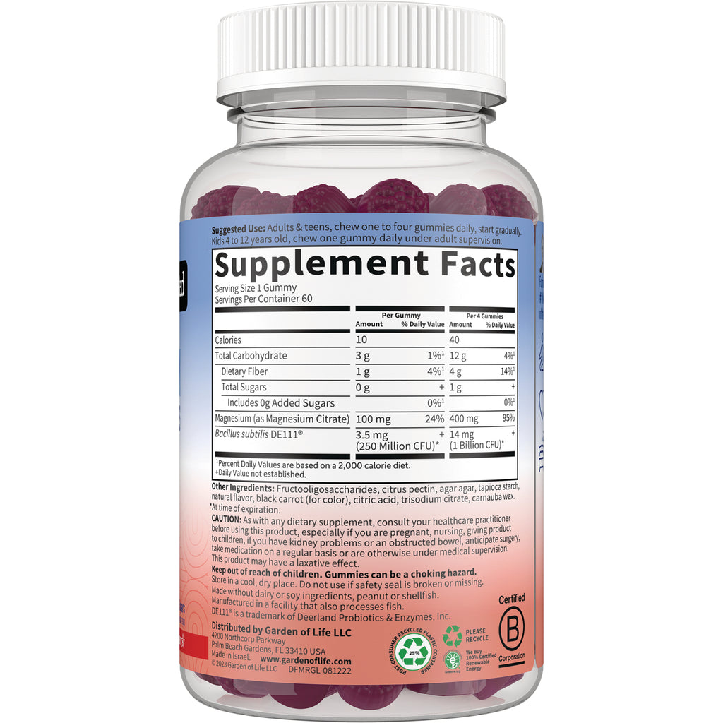 GLF349 | back label showing Supplement Facts panel, ingredient list, and warnings on a gummy supplement bottle - Thumbnail