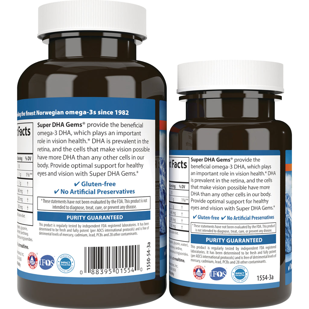 CSN215 | back labels of two brown supplement bottles showing facts panels, purity guaranteed, gluten-free claim and barcode - Thumbnail