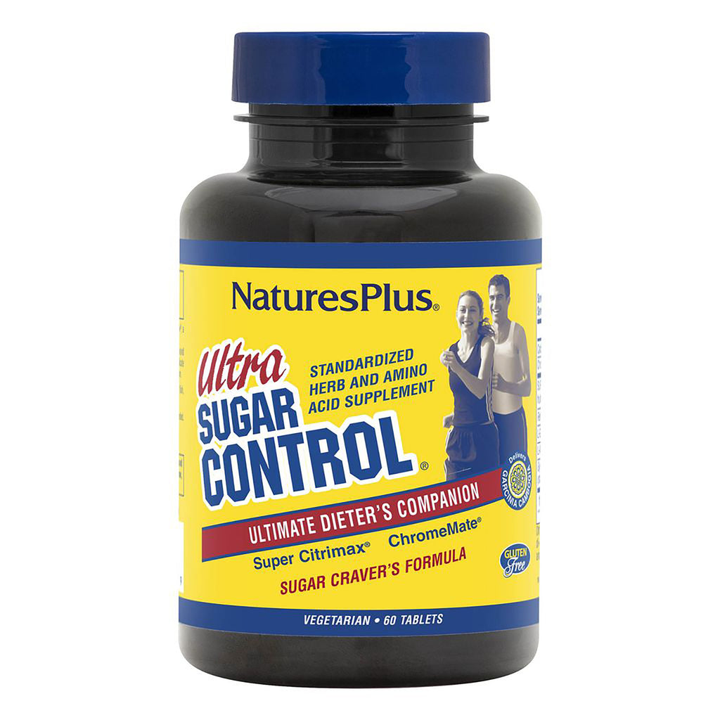 NTP240 | NaturesPlus Ultra Sugar Control yellow supplement bottle labeled 60 vegetarian tablets - Thumbnail