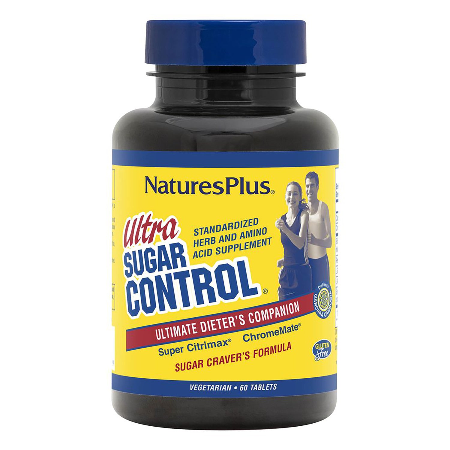 NTP240 | NaturesPlus Ultra Sugar Control yellow supplement bottle labeled 60 vegetarian tablets