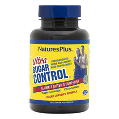 NTP240 | NaturesPlus Ultra Sugar Control yellow supplement bottle labeled 60 vegetarian tablets