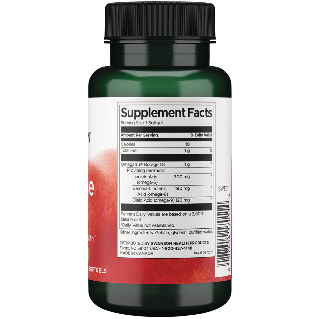 SWE011 | Back label with Supplement Facts for OmegaTru Borage Oil softgels - Thumbnail