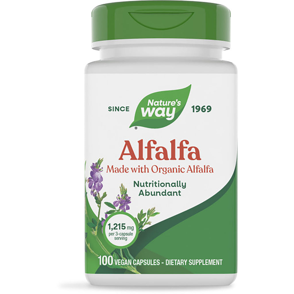NW106 | Nature's Way Alfalfa dietary supplement bottle front label, 100 vegan capsules - Thumbnail