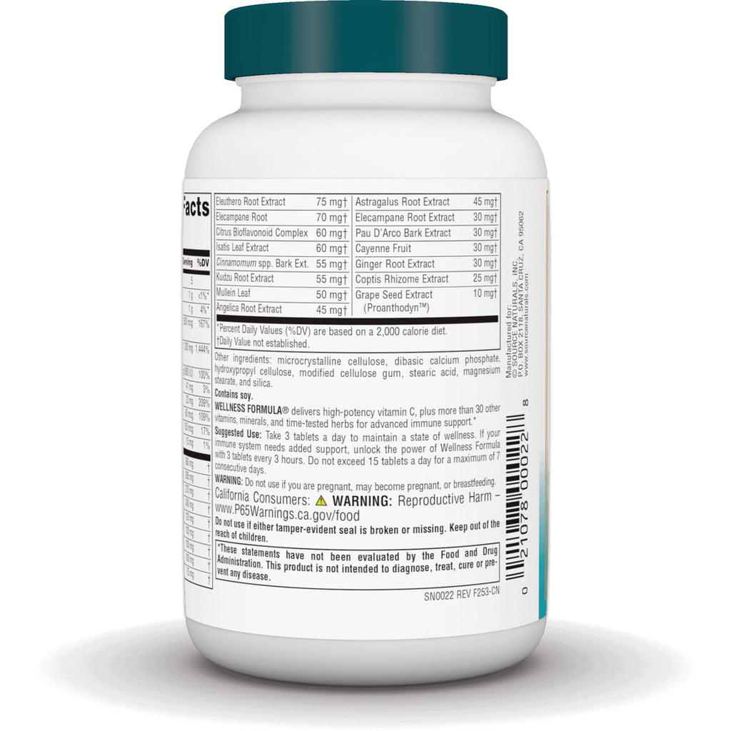 SN145 | back label showing supplement facts, ingredient list, warnings and barcode on white bottle - Thumbnail