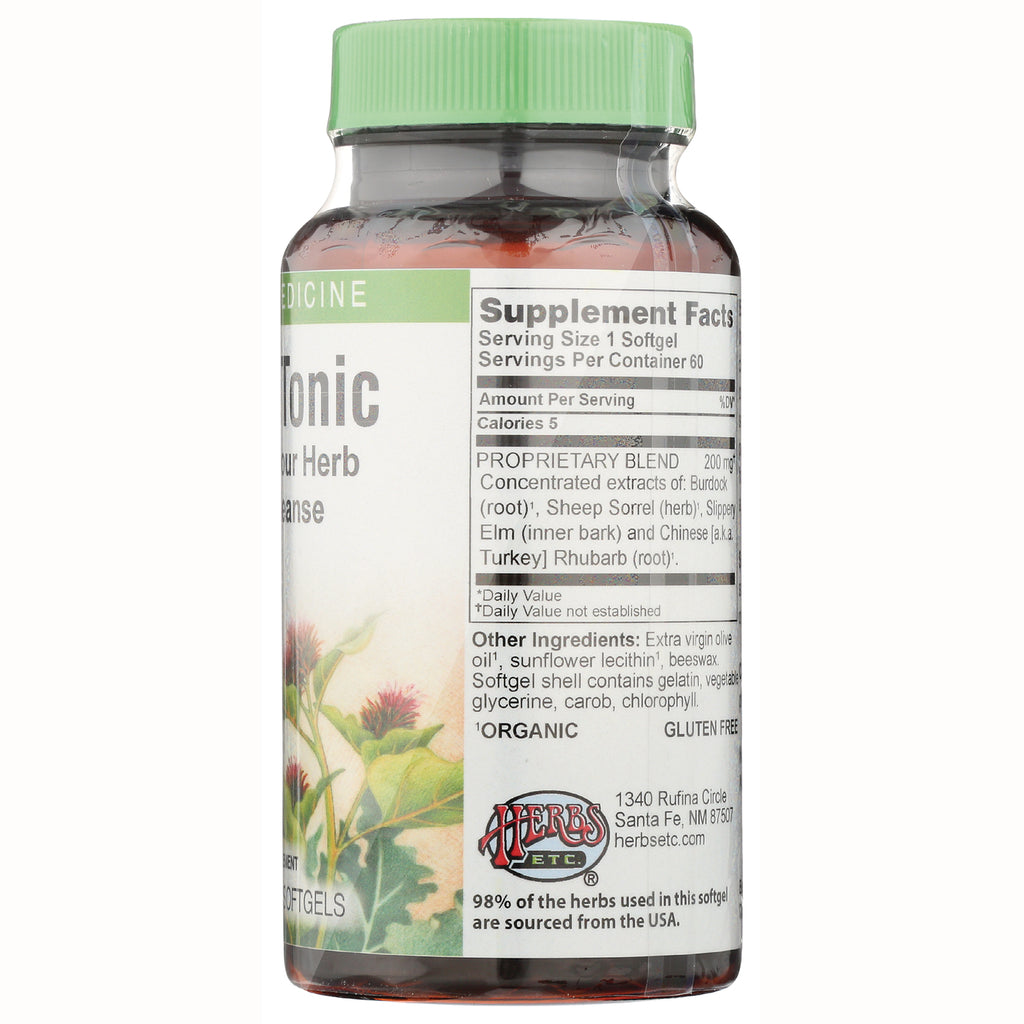 HE107 | back of brown supplement bottle showing Supplement Facts panel, ingredients list, and Herbs Etc logo - Thumbnail