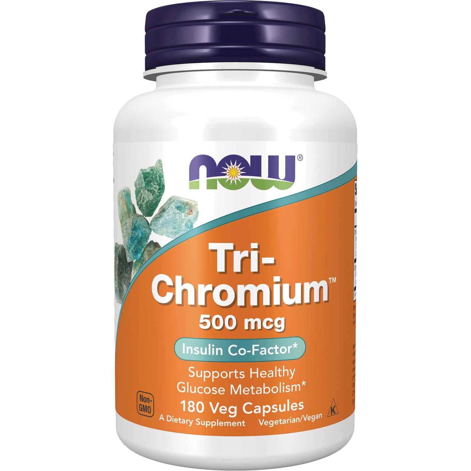 NWF915 | NOW Tri-Chromium 500 mcg supplement bottle front label reading Insulin Co-Factor and 180 Veg Capsules