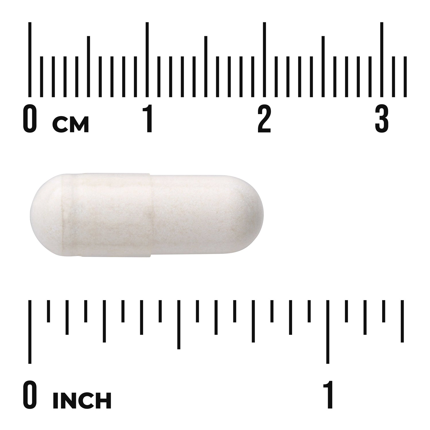 SWU298 | White capsule with cm and inch rulers for size