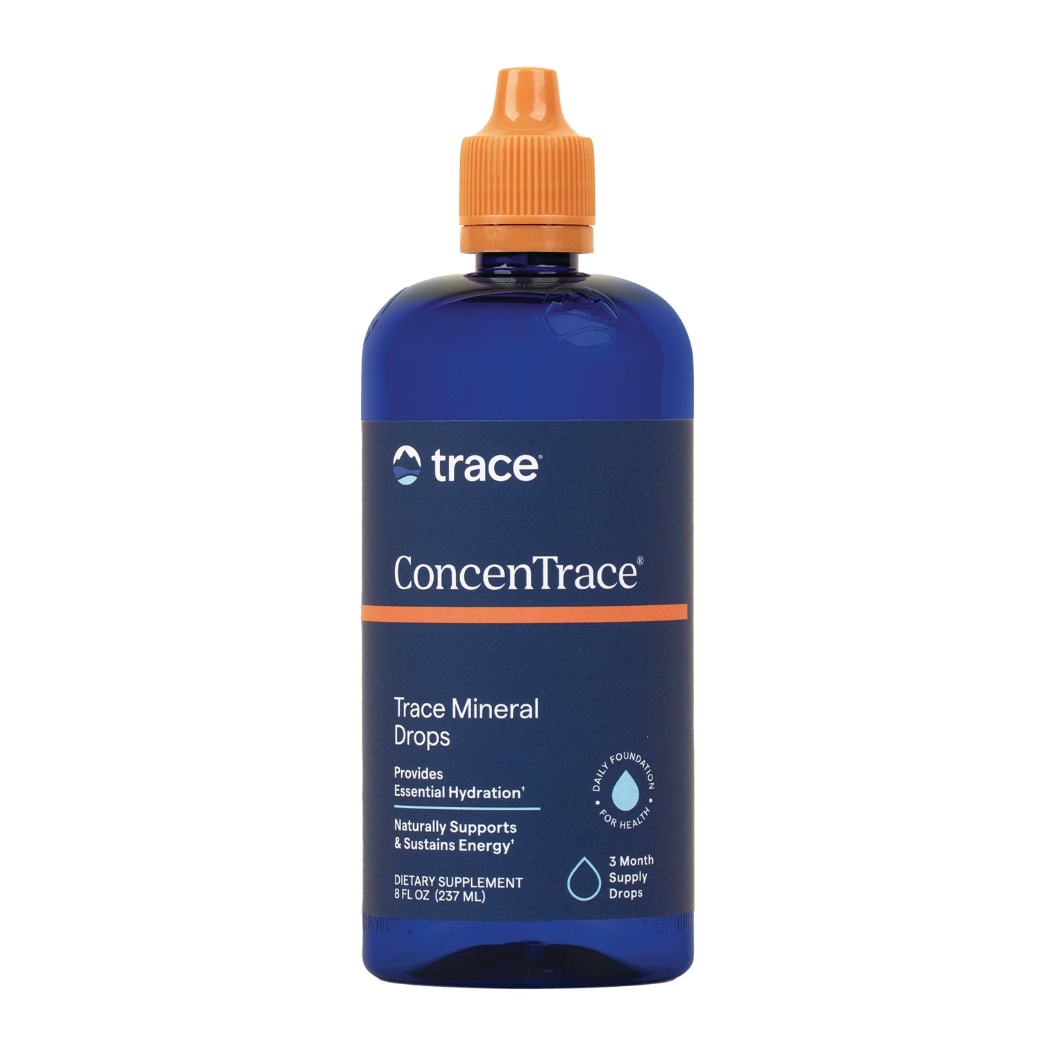 TM012 | Trace ConcenTrace Trace Mineral Drops, 8 fl oz bottle with orange cap