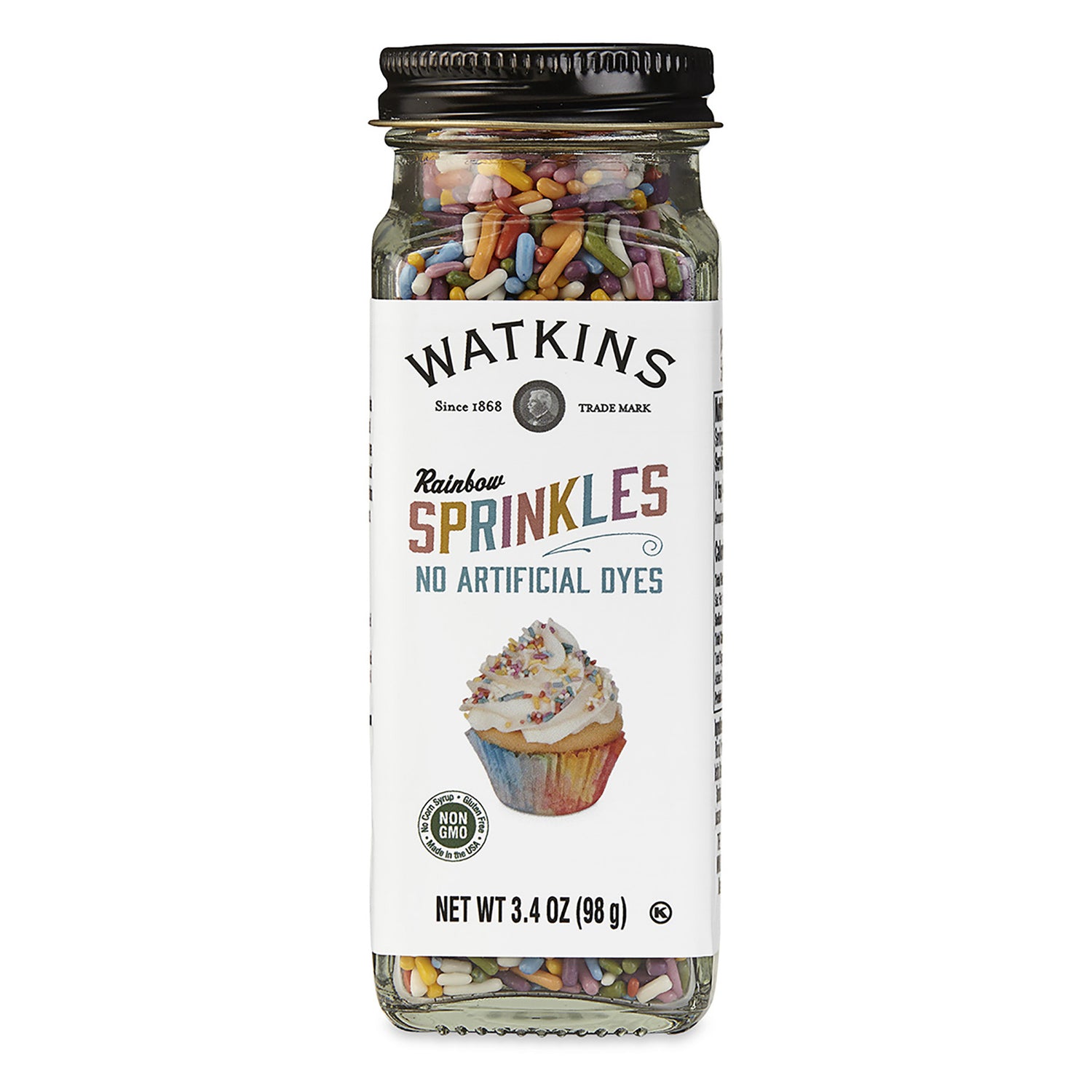 WTK022 | Watkins Rainbow Sprinkles jar, No Artificial Dyes, Non-GMO, 3.4 oz