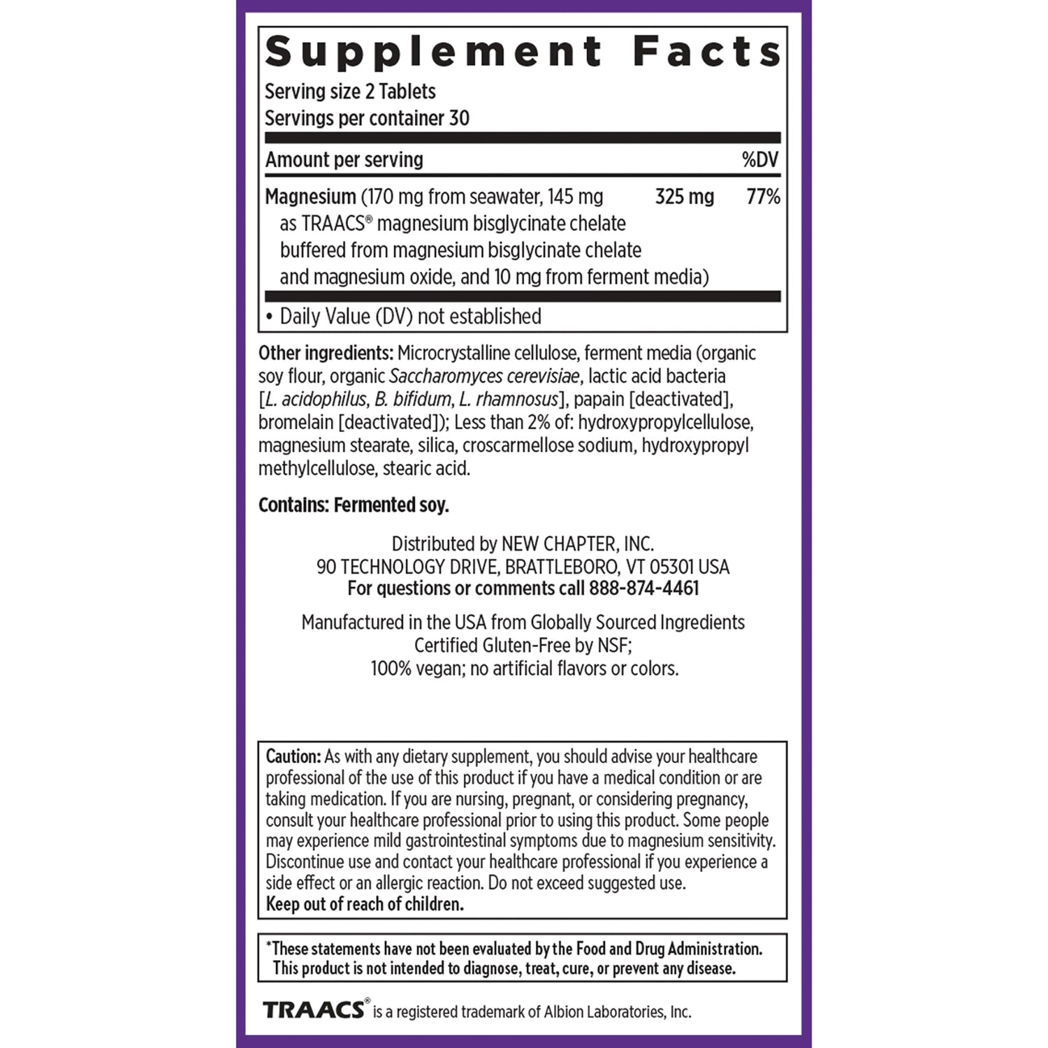 NWC392 | Supplement Facts panel and ingredients list with caution and distributor information