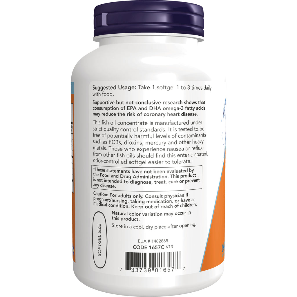 NWF071 | Back label of fish oil softgel bottle showing usage directions, caution text and barcode - Thumbnail