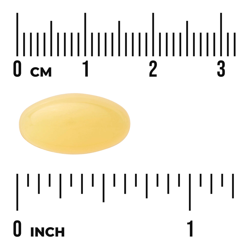 SW790 | Yellow softgel with size reference rulers in inches and centimeters - Thumbnail