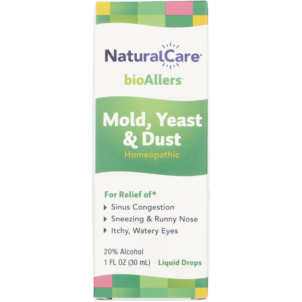 NTB040 | NaturalCare bioAllers Mold, Yeast & Dust homeopathic liquid drops 1 FL OZ box front panel - Thumbnail