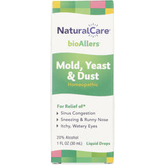 NTB040 | NaturalCare bioAllers Mold, Yeast & Dust homeopathic liquid drops 1 FL OZ box front panel