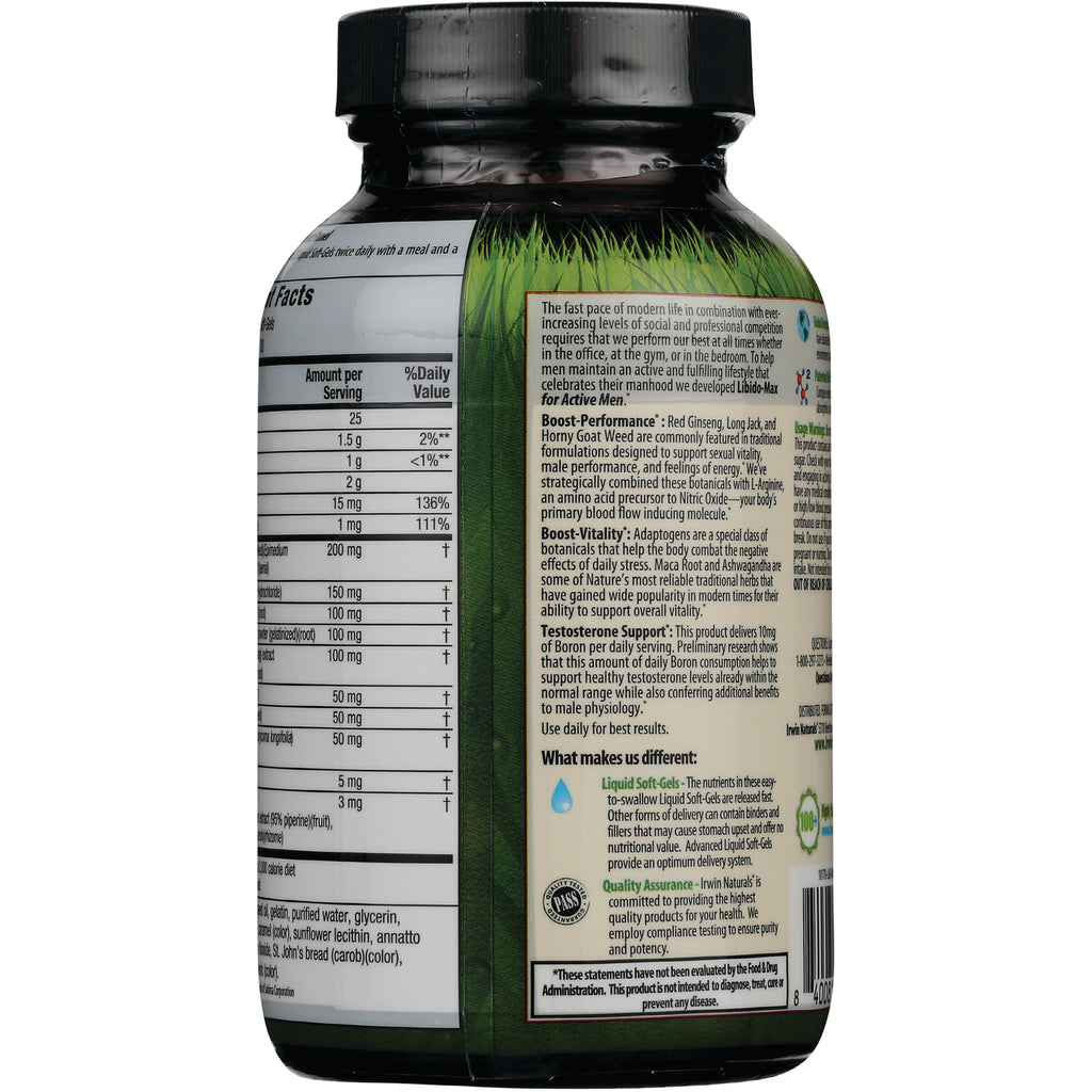 IR203 | Back of green supplement bottle showing Supplement Facts panel and product information - Thumbnail