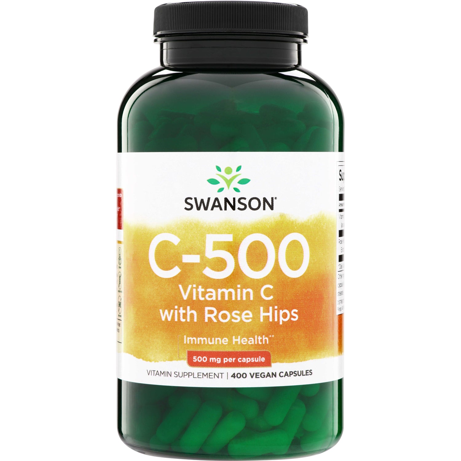 SW847 | Swanson C-500 Vitamin C with Rose Hips, 500 mg per capsule, 400 vegan capsules