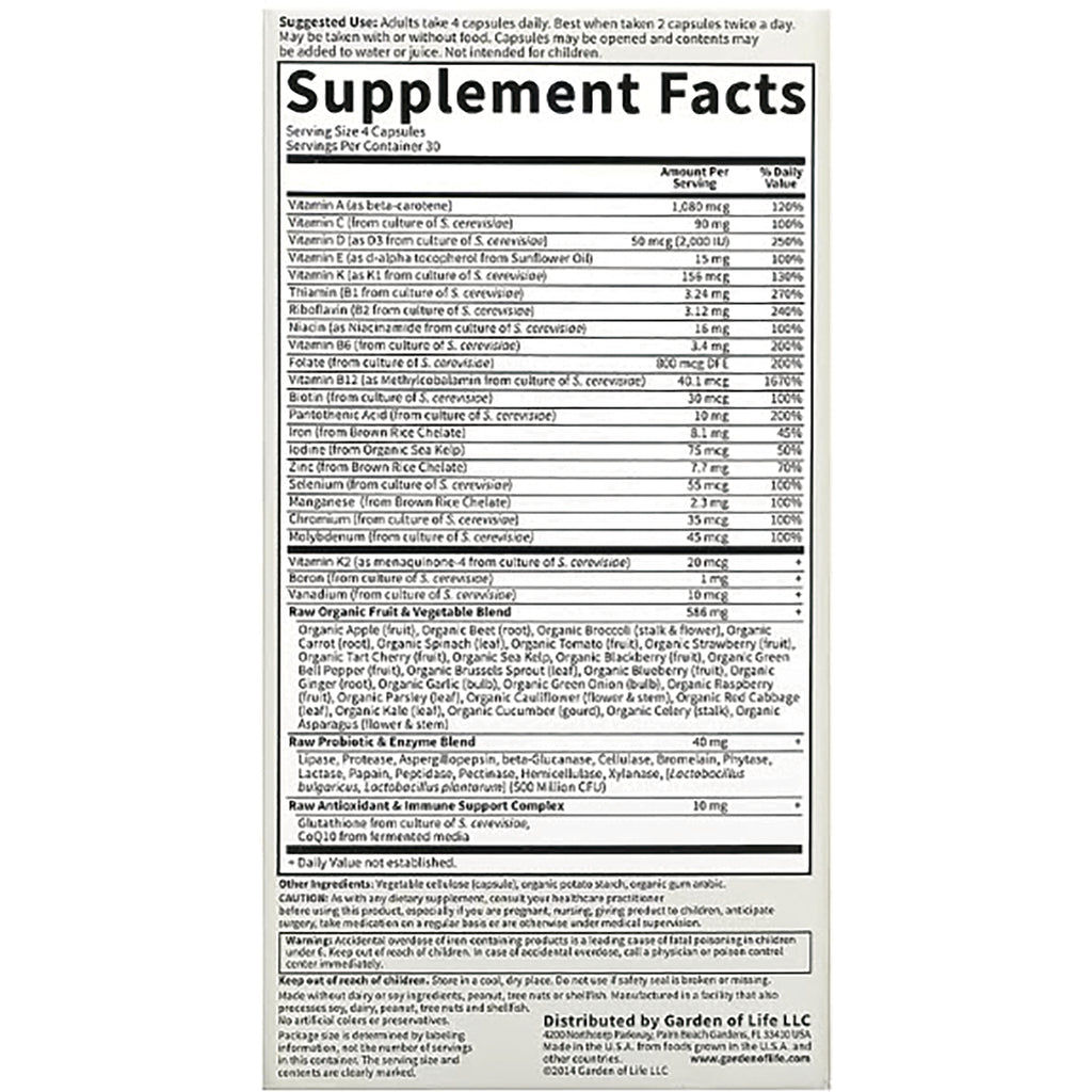 GLF032 | supplement facts panel showing serving size, nutrient amounts, ingredient list and warnings - Thumbnail