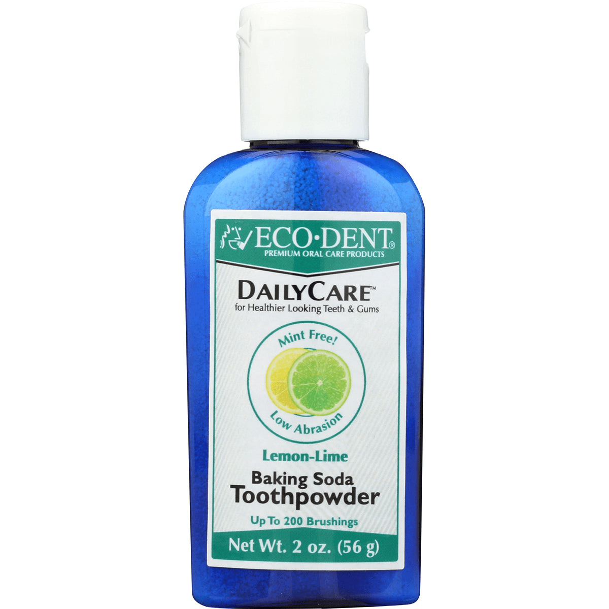 ECD011 | ECO-DENT DailyCare lemon-lime baking soda toothpowder 2 oz front bottle with label