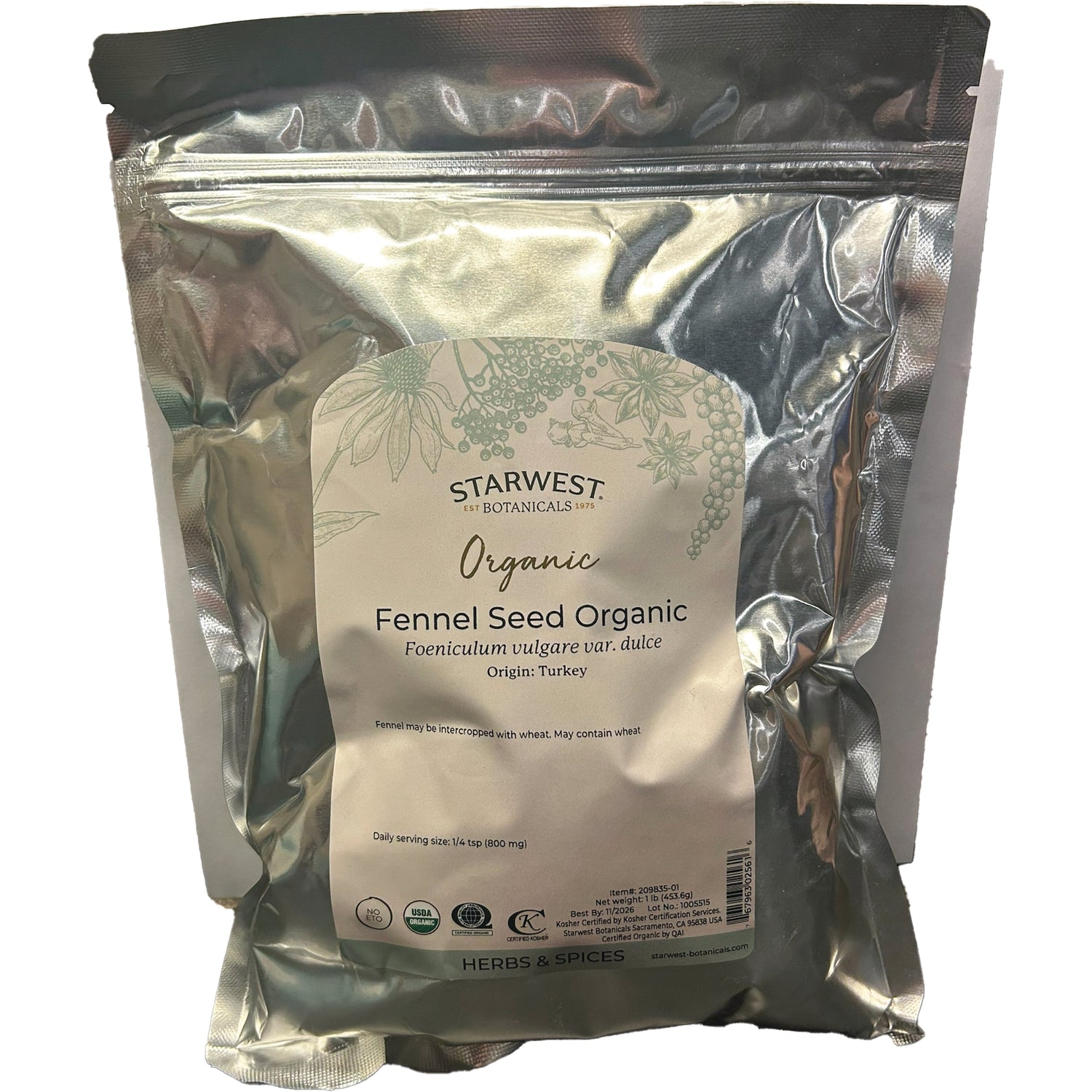 STB019 | Starwest Botanicals Organic Fennel Seed Organic, origin Turkey