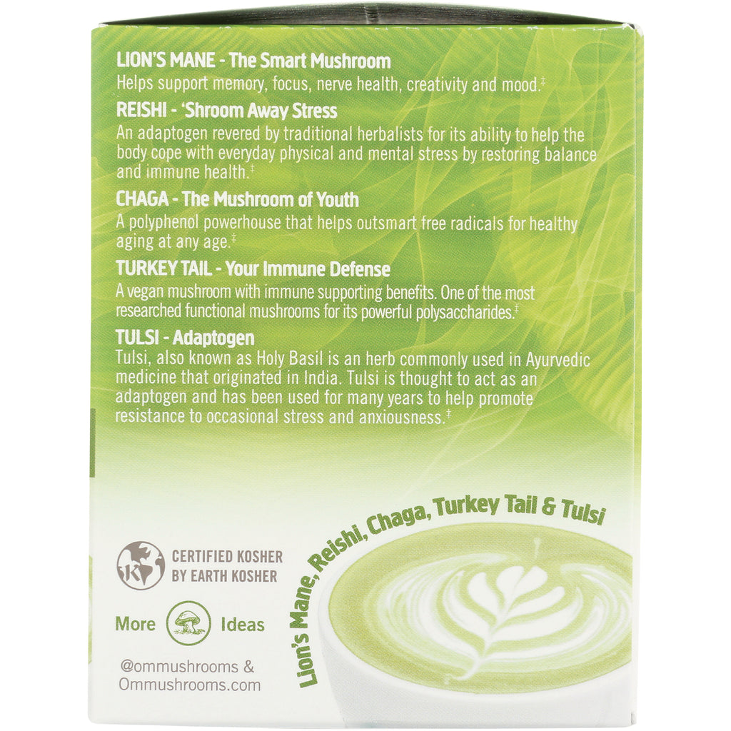 MMX037 | Product infographic listing Lion's Mane, Reishi, Chaga, Turkey Tail and Tulsi benefits on a green box panel - Thumbnail
