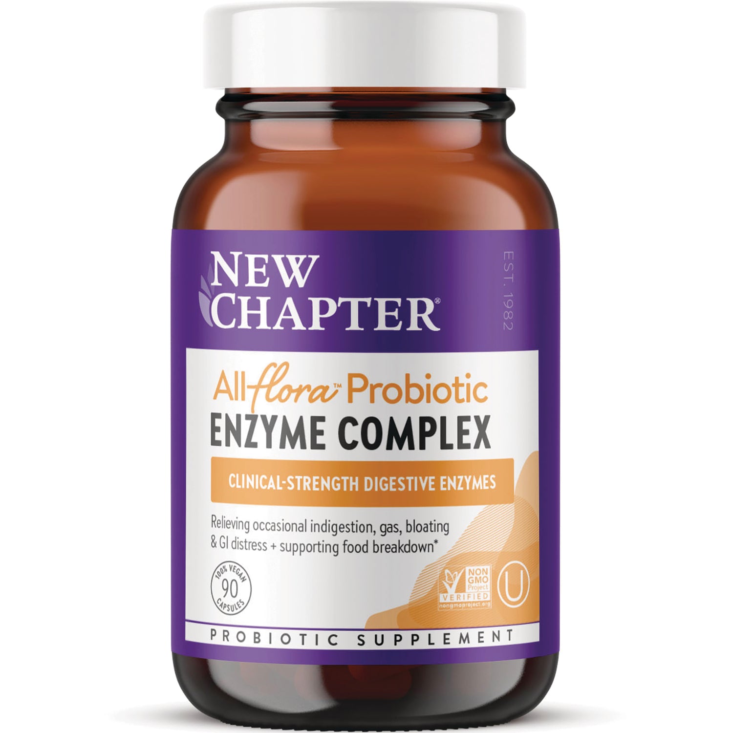NWC397 | New Chapter Allflora Probiotic Enzyme Complex bottle with purple label, 90 capsules
