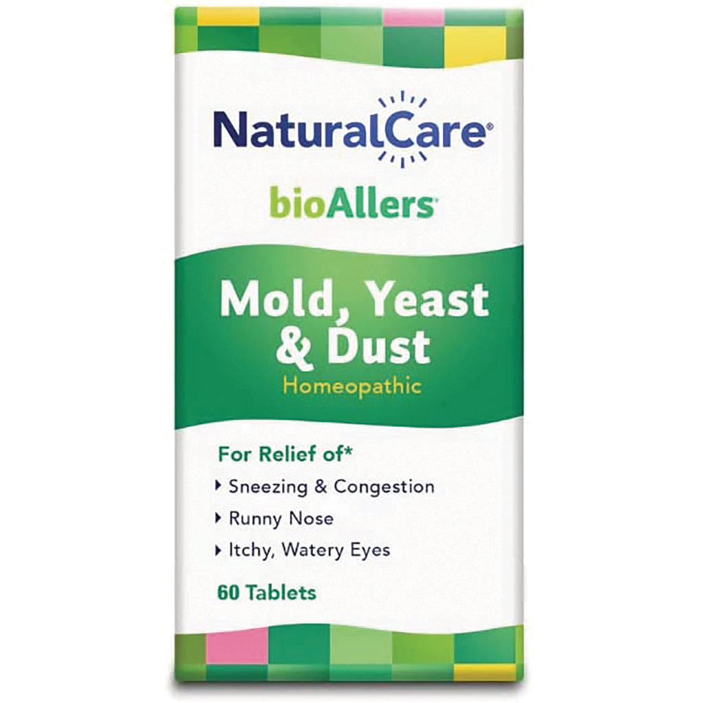NTB033 | NaturalCare bioAllers Mold, Yeast & Dust homeopathic 60-tablet box front packaging listing relief for sneezing, runny nose, itchy watery eyes - Thumbnail