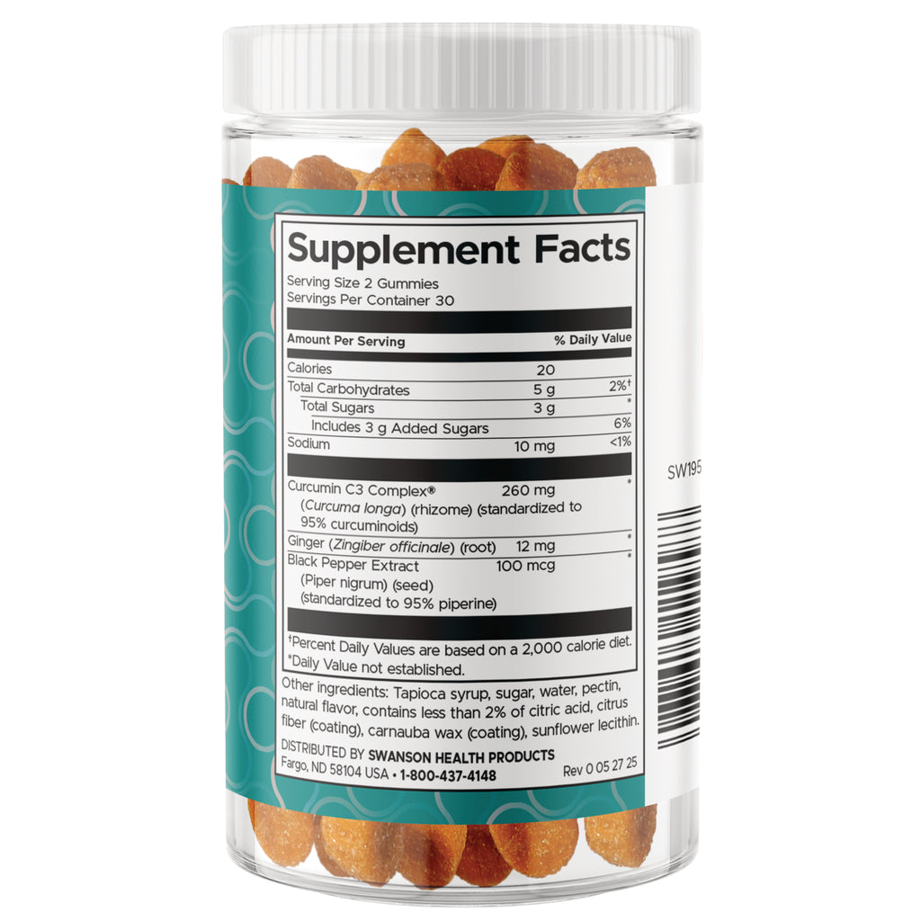 SW1958 | Back label with Supplement Facts panel, ingredients, and barcode on gummy supplement bottle - Thumbnail