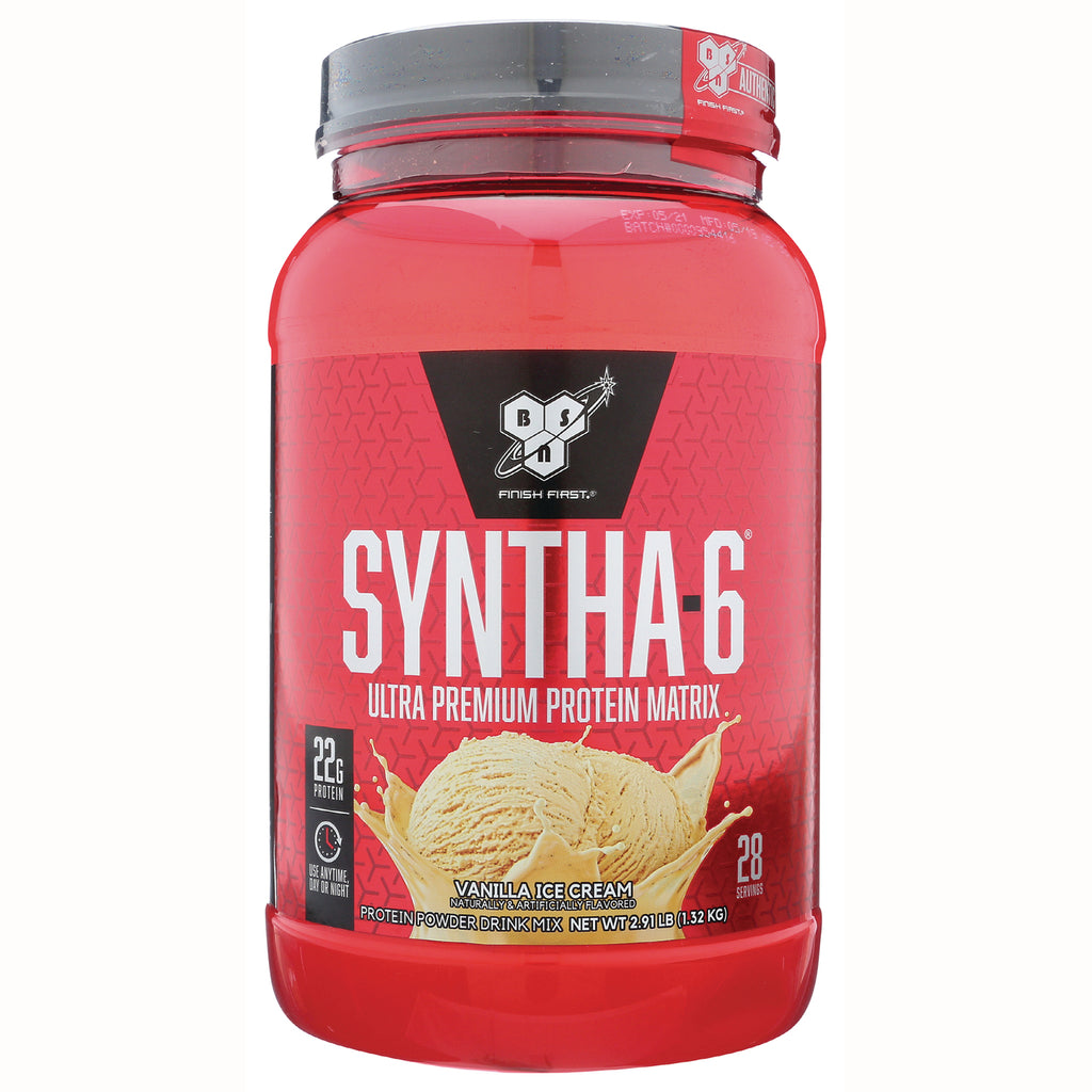 BSN008 | Red tub of SYNTHA-6 protein powder, vanilla ice cream flavor, front label showing 22g protein and 28 servings - Thumbnail