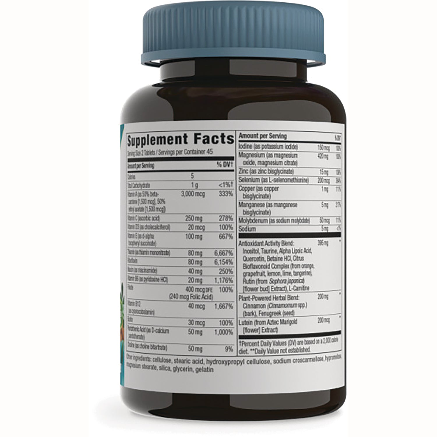 NW840 | back of supplement bottle showing Supplement Facts and ingredient panel