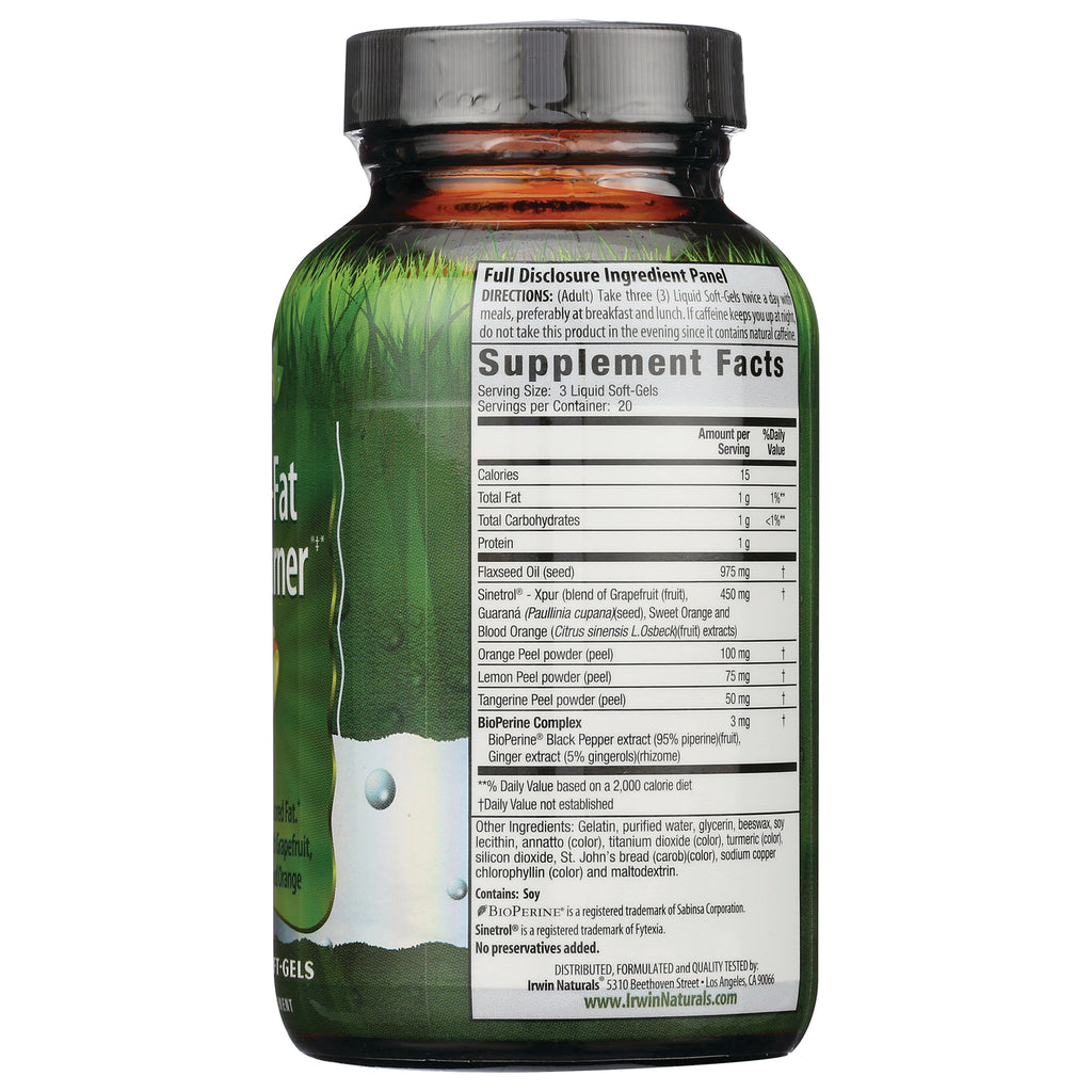 IR223 | Back of amber supplement bottle showing Supplement Facts panel and ingredient list - Thumbnail