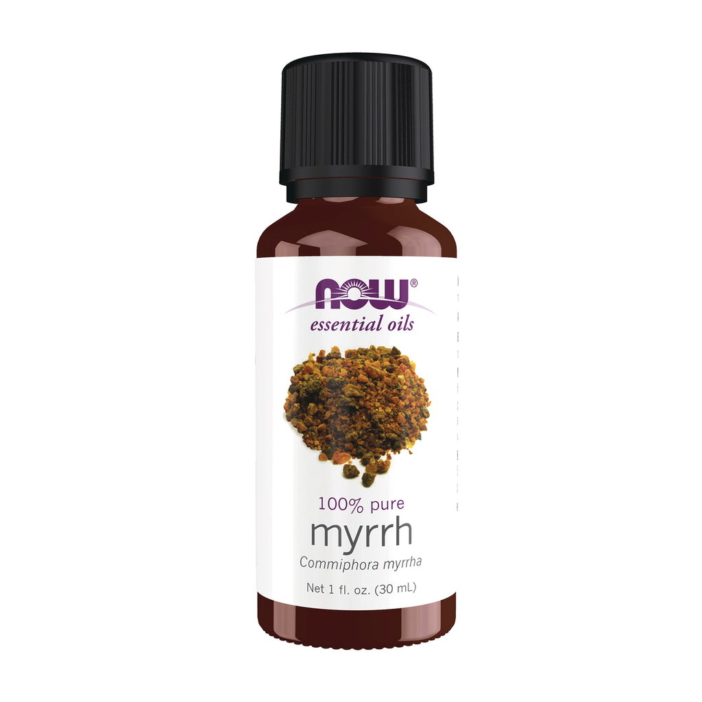 NWF1409 | Brown glass bottle of NOW essential oils 100% pure myrrh, 1 fl oz - Thumbnail