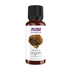 NWF1409 | Brown glass bottle of NOW essential oils 100% pure myrrh, 1 fl oz