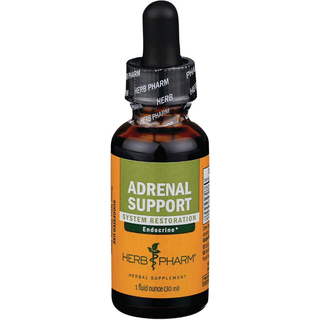 HPH001 | Amber dropper bottle labeled ADRENAL SUPPORT herbal supplement by Herb Pharm 1 fluid ounce - Thumbnail
