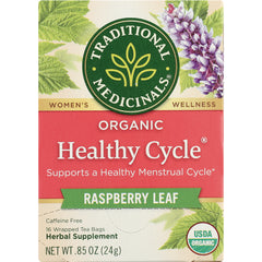 TMD033 | Traditional Medicinals Organic Healthy Cycle Raspberry Leaf tea box front
