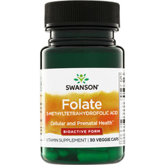 SWU758 | Swanson Folate 5-Methyltetrahydrofolic Acid, bioactive form, 30 veggie caps