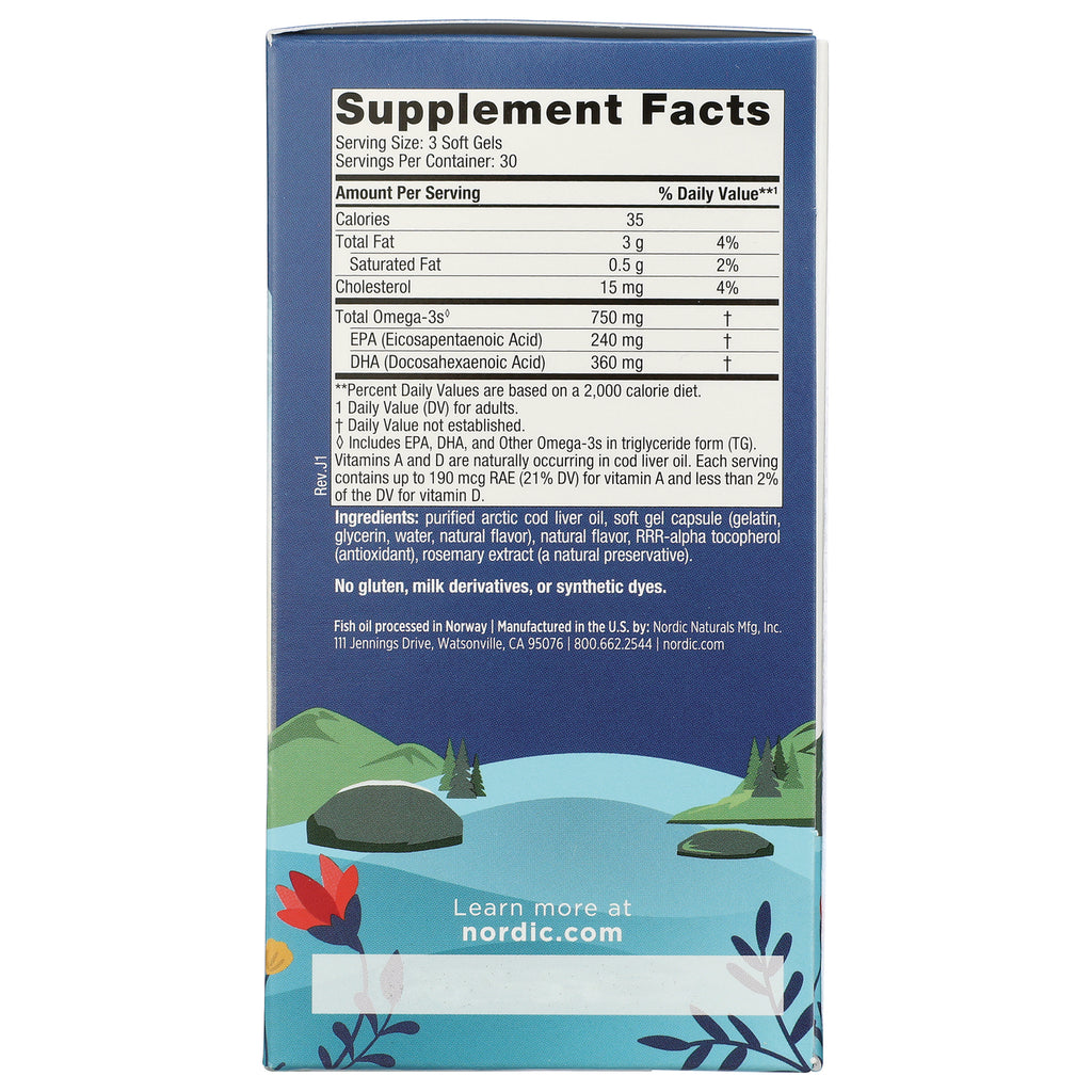 NRN014 | Back of supplement box showing Supplement Facts panel, ingredients list, and nordic.com branding - Thumbnail