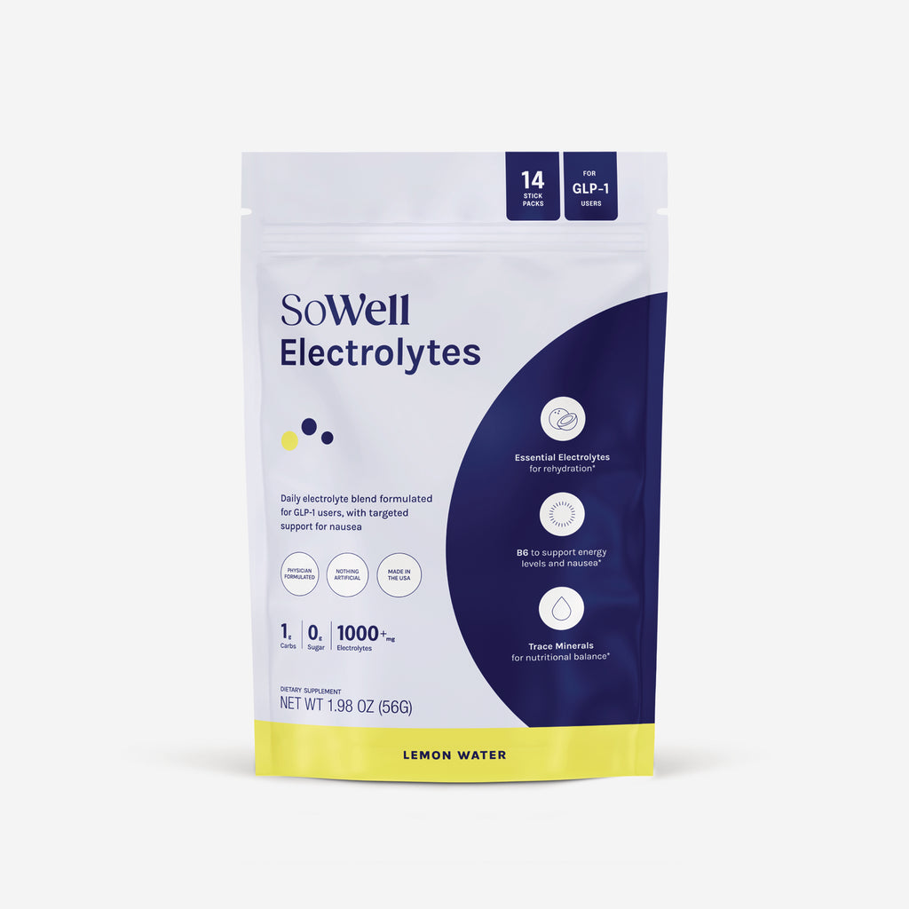 SOW001 | SoWell Electrolytes Lemon Water, 14 stick packs, for GLP-1 users - Thumbnail