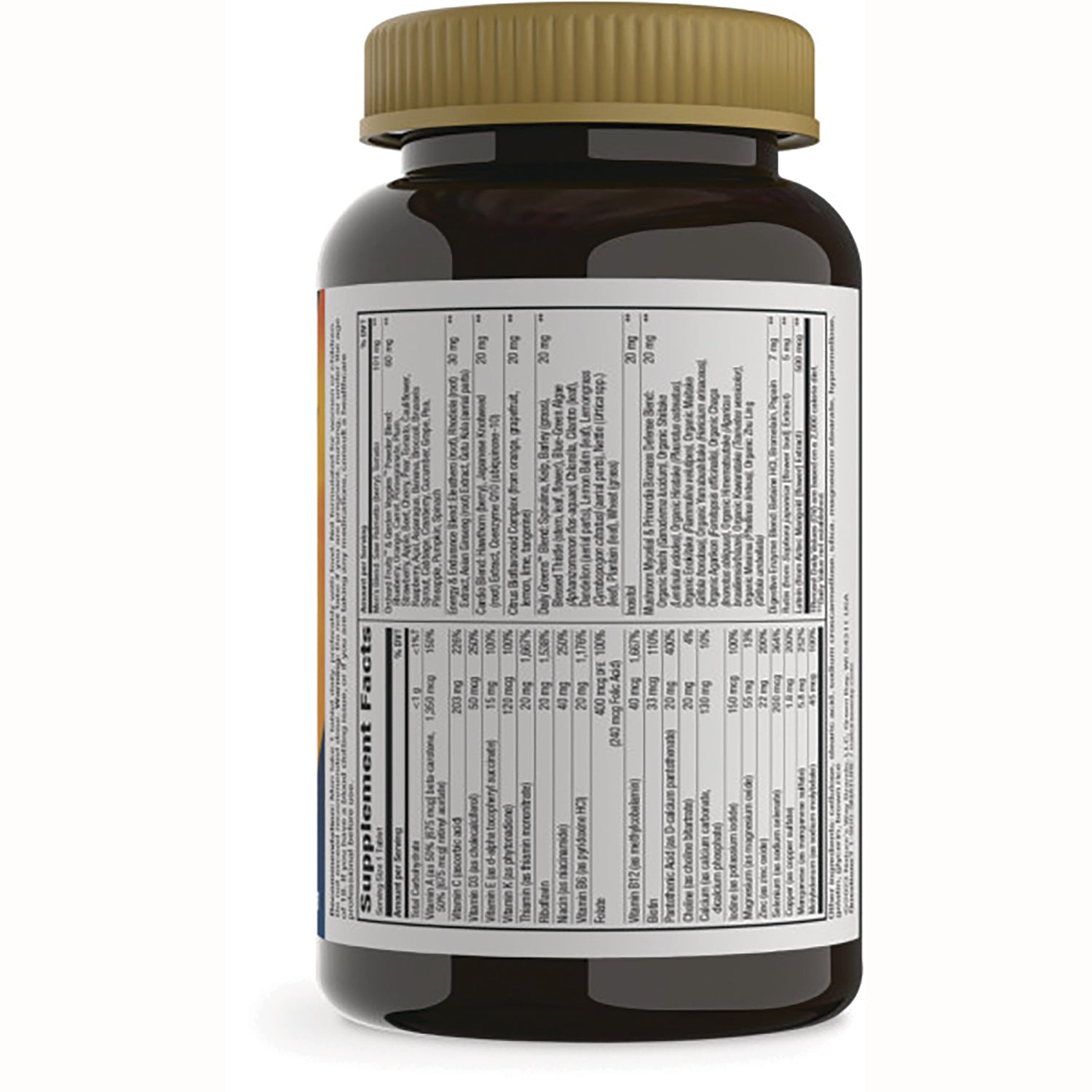 NW1046 | Back of brown supplement bottle showing Supplement Facts panel and ingredients label