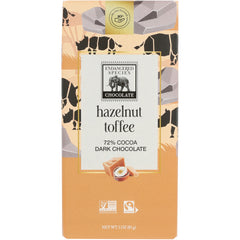 EES004 | Endangered Species Chocolate hazelnut toffee 72% cocoa dark chocolate bar packaging front