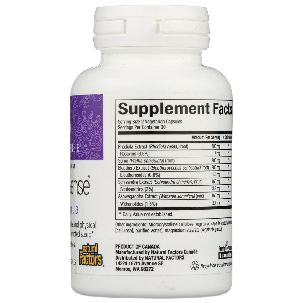 NFC148 | back label showing Supplement Facts table with ingredient amounts and Natural Factors logo - Thumbnail