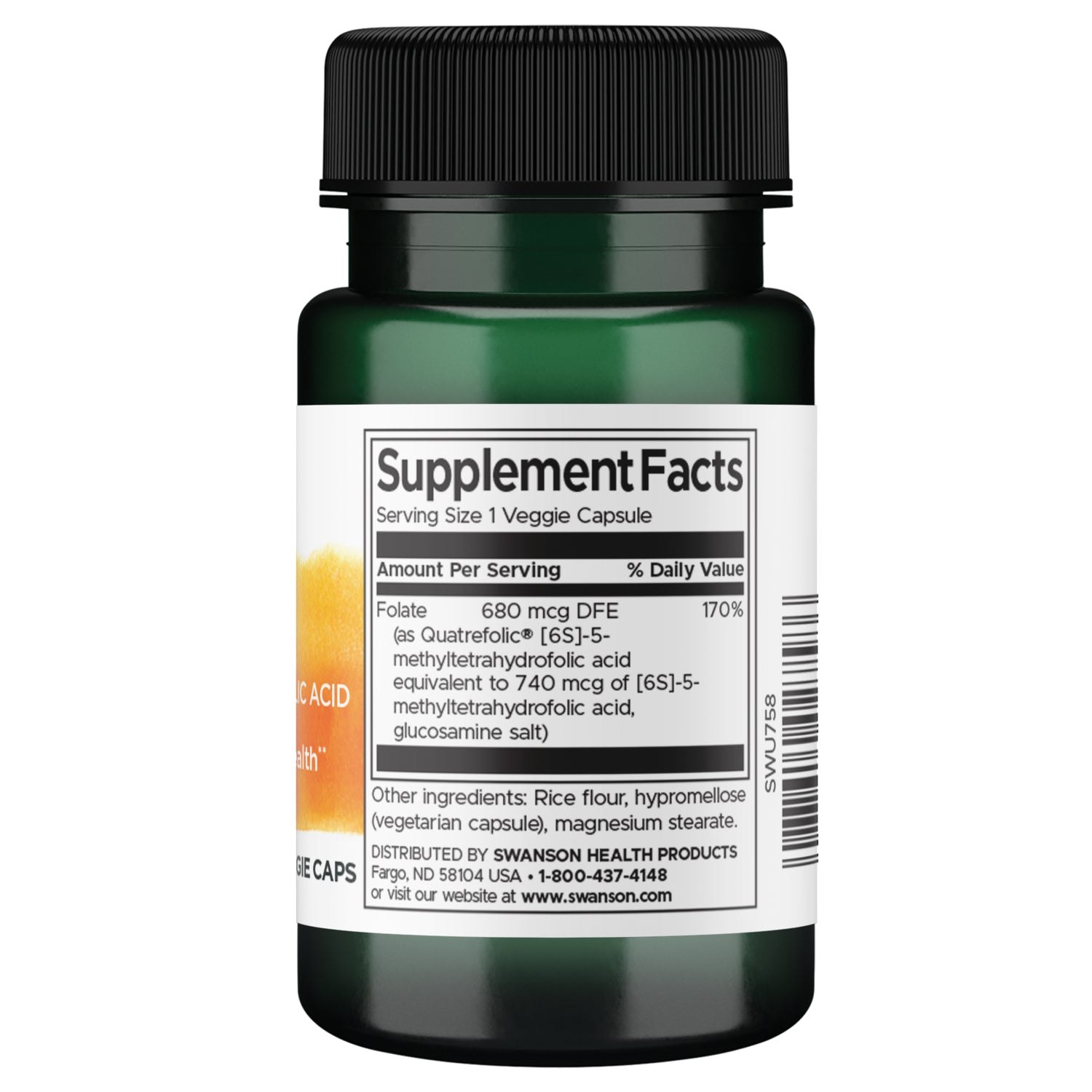 SWU758 | Back label with supplement facts and serving information