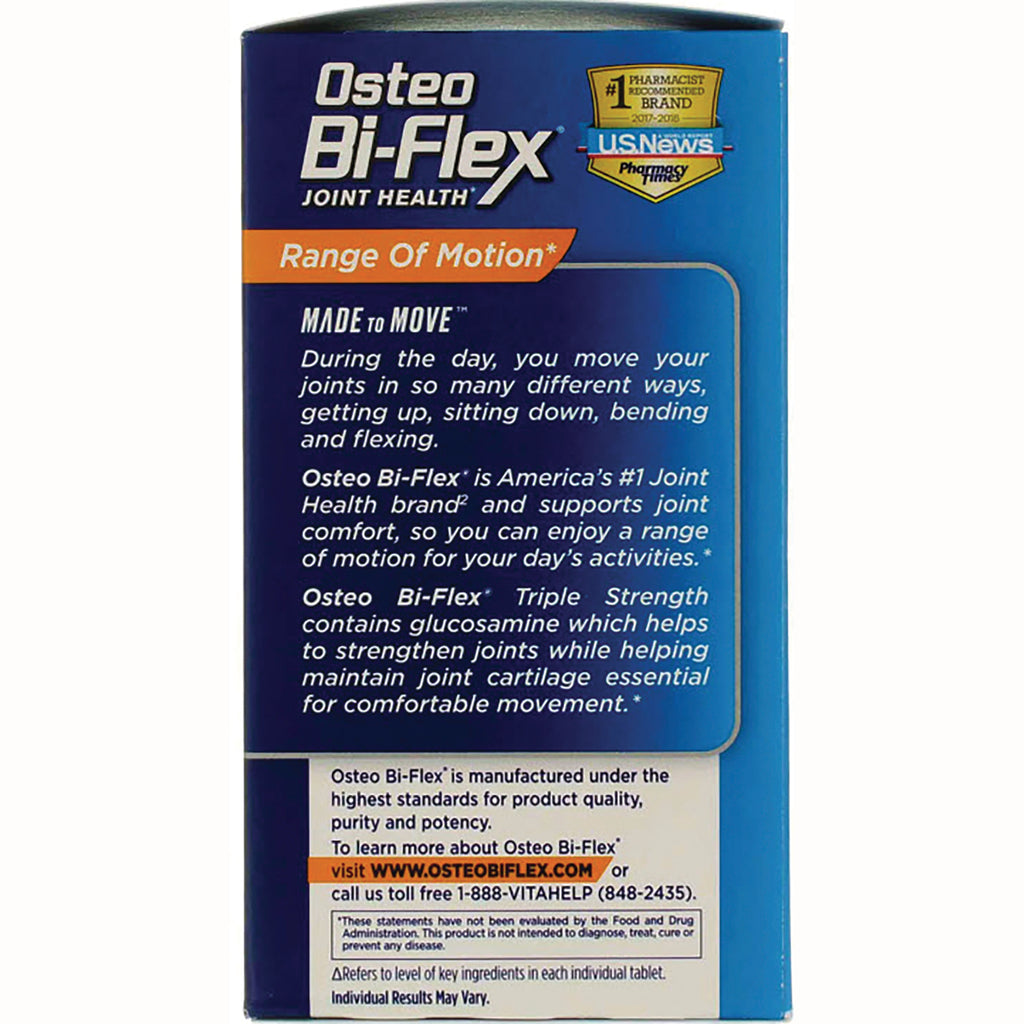 OBF007 | Back of Osteo Bi-Flex joint health box showing Range Of Motion text, product description and website WWW.OSTEOBIFLEX.COM - Thumbnail