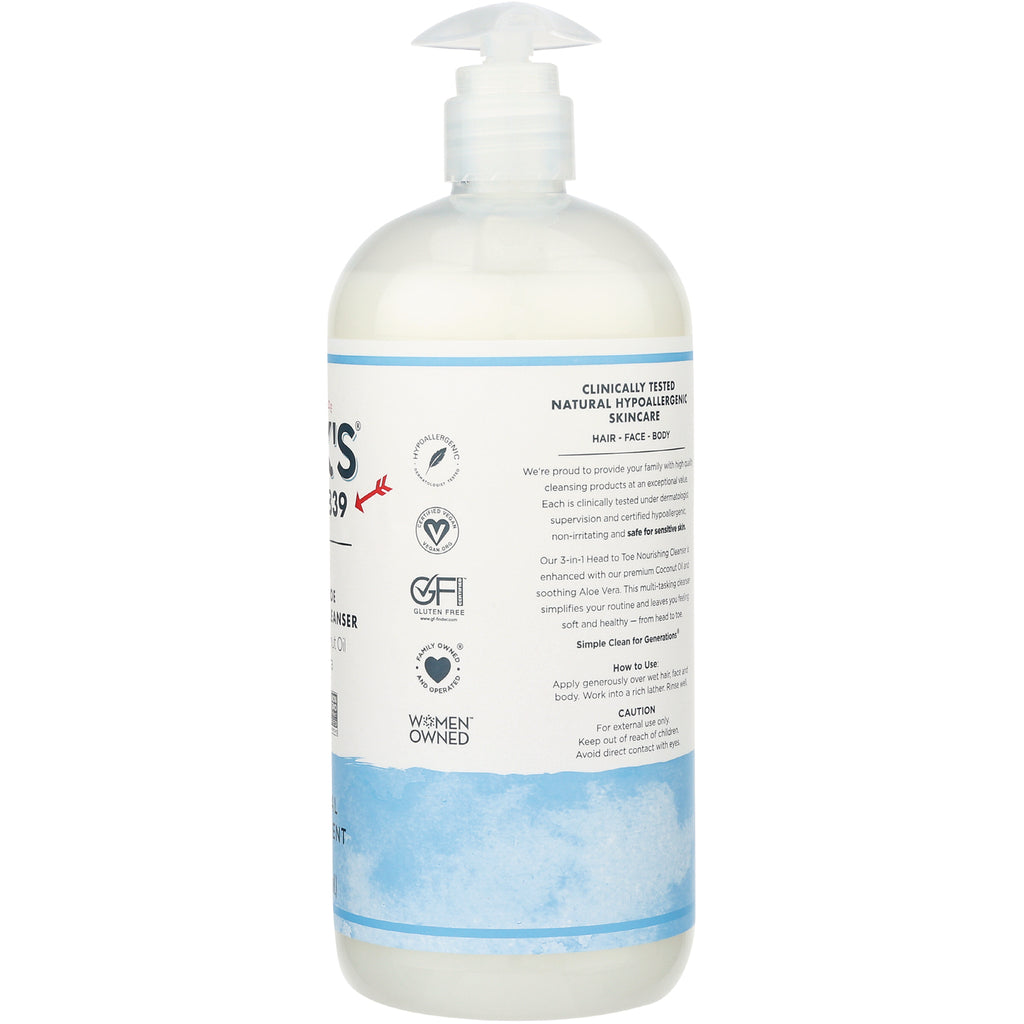 KIR017 | Back label of white pump bottle showing ingredients and directions with certification icons including gluten free and women owned - Thumbnail