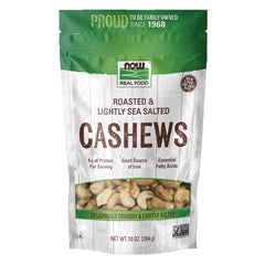 NWF1418 | Roasted and lightly sea salted cashews pouch with clear window showing nuts, 10 oz