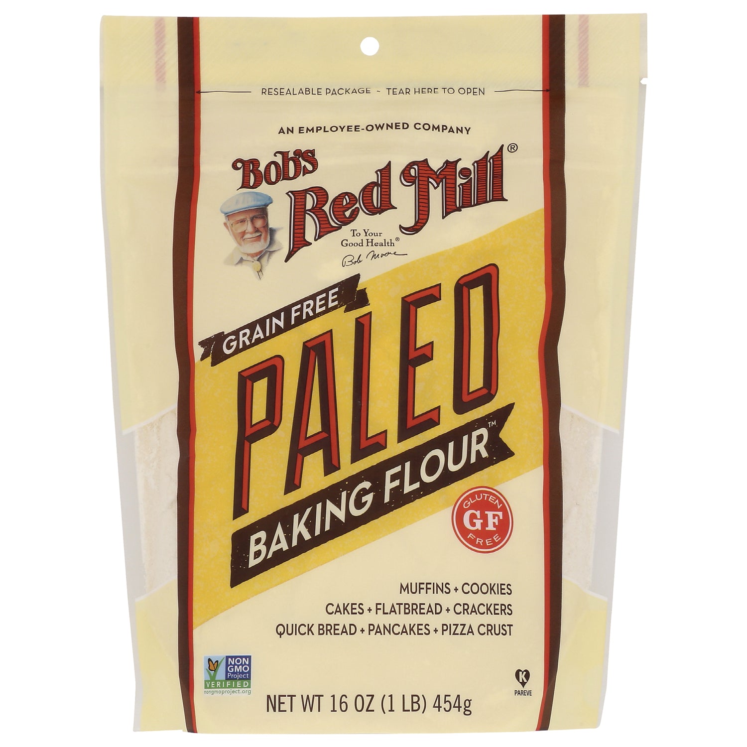 BOB321 | Bob's Red Mill paleo baking flour bag front showing PALEO BAKING FLOUR and gluten free badge