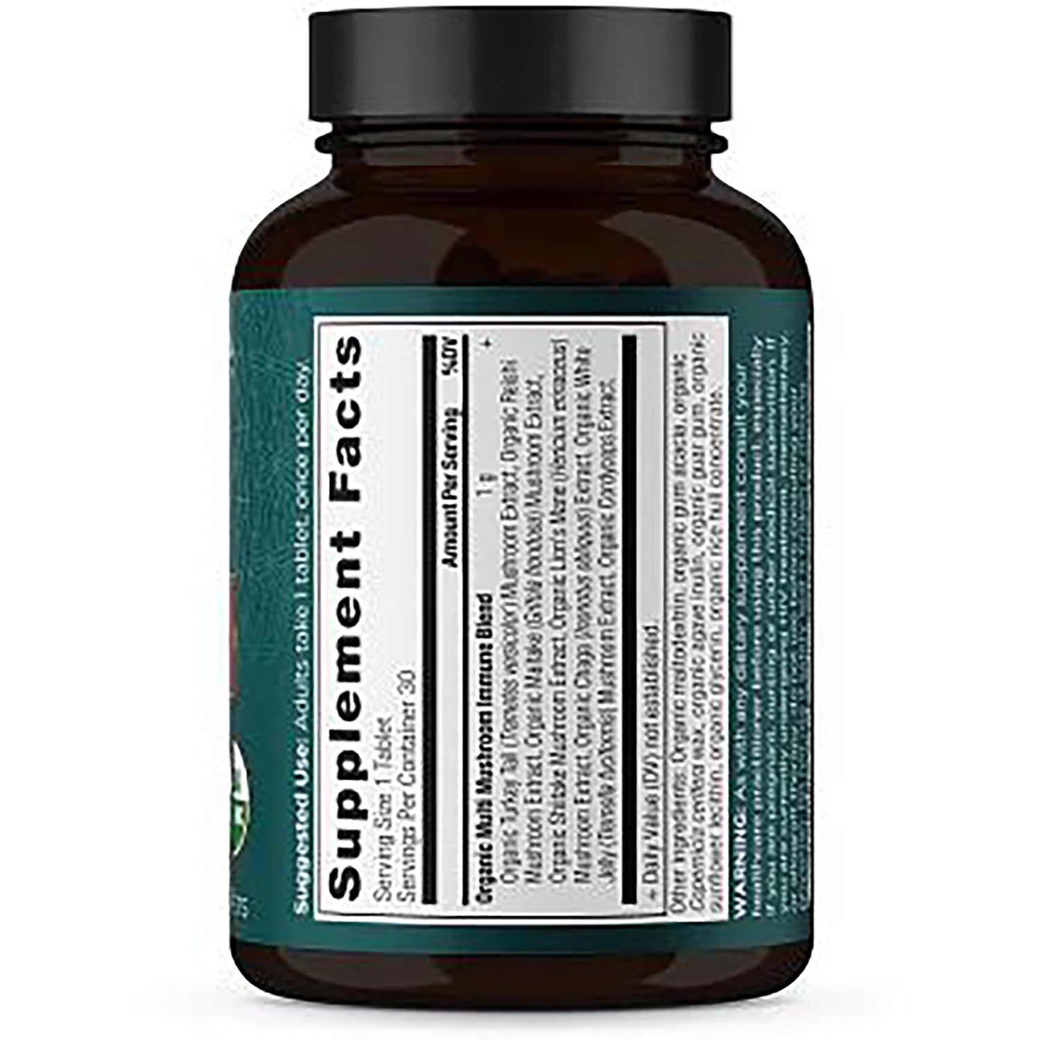 ATN071 | Back of brown supplement bottle showing Supplement Facts label and ingredient panel