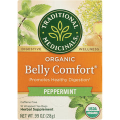 TMD032 | Traditional Medicinals Organic Belly Comfort Peppermint tea, promotes healthy digestion, 16 wrapped bags