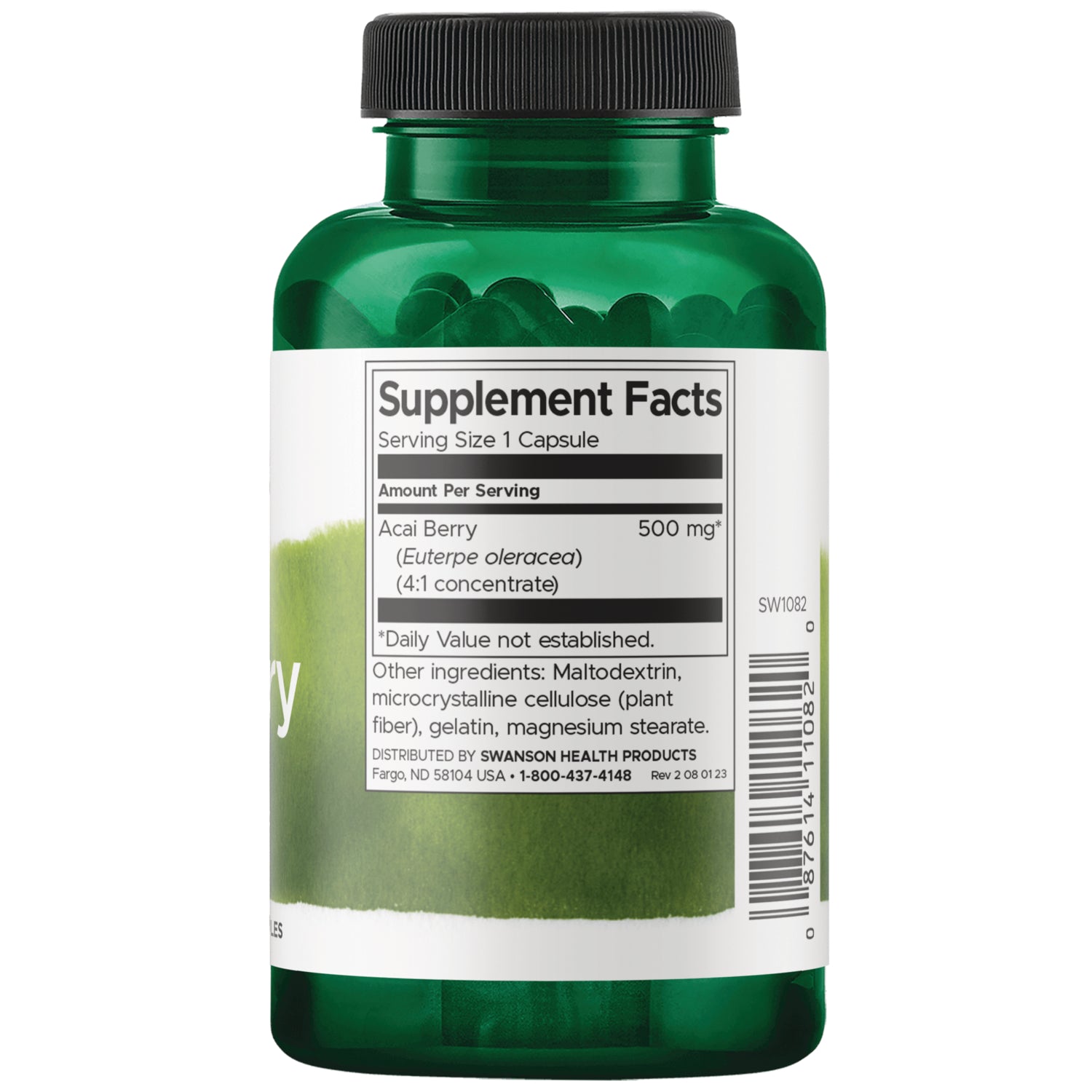 SW1082 | Back label with supplement facts and serving information