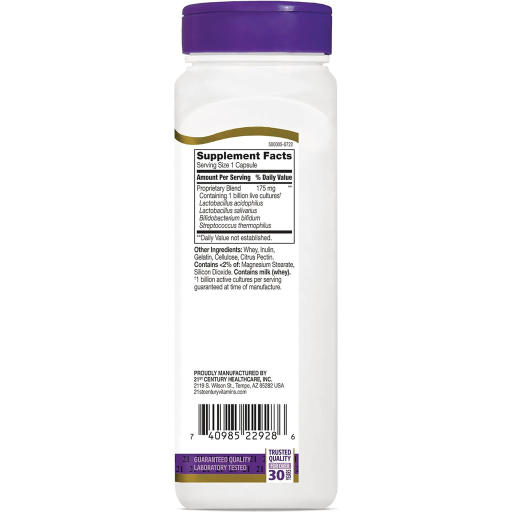 CNT007 | Back label showing Supplement Facts panel, ingredients and barcode on white supplement bottle - Thumbnail